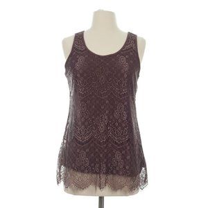 Maurices Women's Brown Lined Floral Lace Sleeveless Tank Top